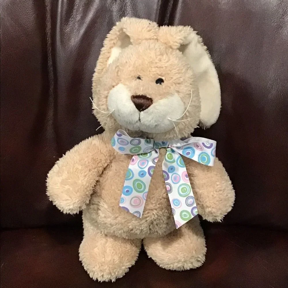 Gund Bunny Rabbit Easter‎ Plush 12 Inch Tan Floppy Ear  Stuffed Animal Bowtie